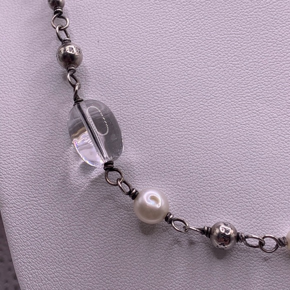 Silpada Vintage Sterling Freshwater Pearl & Crystal Quartz Necklace - Picture 5 of 16